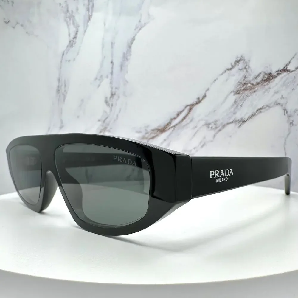 New PRADA Sunglasses Black Gray Lens 57-13-140 Authentic Prada